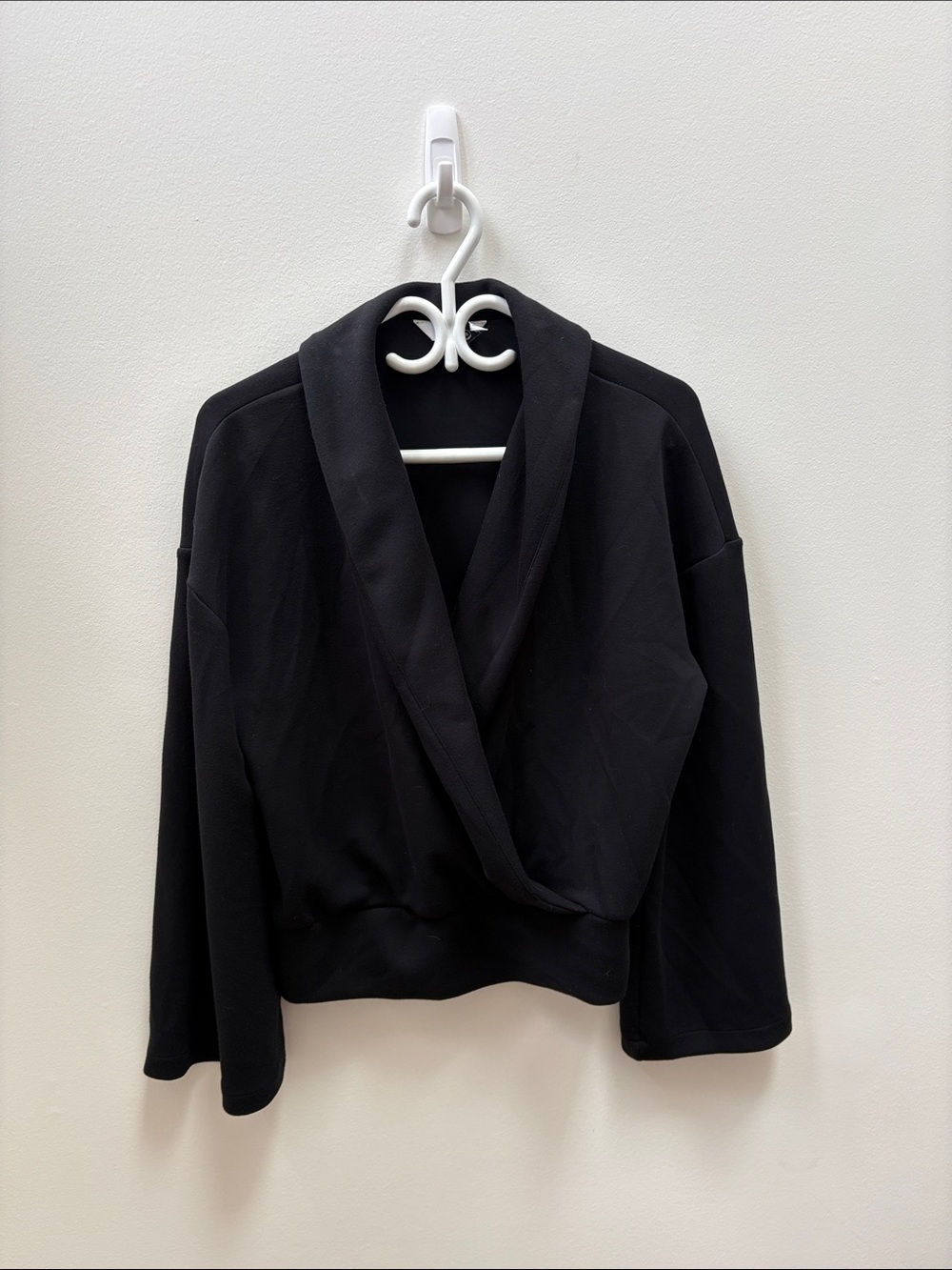 SPANX Black Draped Open-Front Sweatshirt